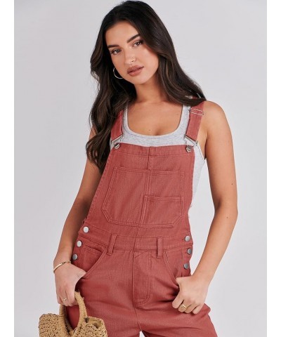 Women's Overalls Casual Loose Fit Adjustable Strap Denim Bib Overall Jeans Pants Jumpsuits Rust Red $21.56 Overalls