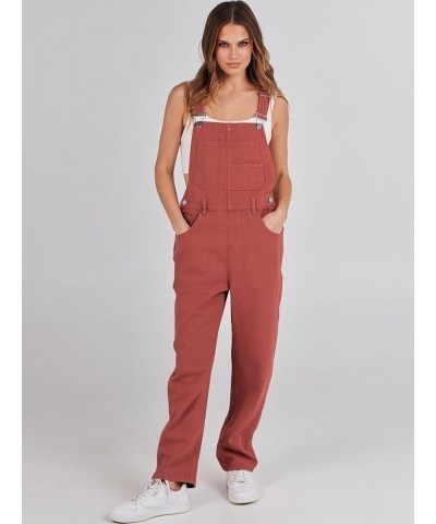 Women's Overalls Casual Loose Fit Adjustable Strap Denim Bib Overall Jeans Pants Jumpsuits Rust Red $21.56 Overalls