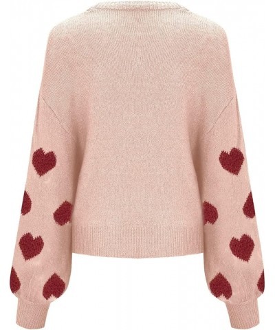 Valentine Heart Sweater for Women Valentine's Day Love Graphic Long Sleeve Pullover Tops Knitted Pullover Sweaters Pink-3 $11...