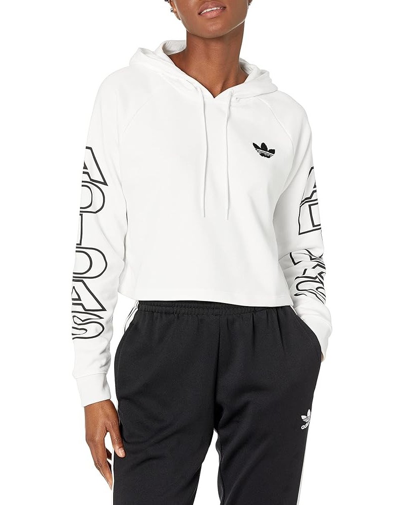 Women's Cropped Letter Hoodie White $30.36 Activewear