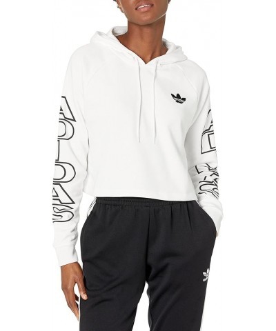 Women's Cropped Letter Hoodie White $30.36 Activewear