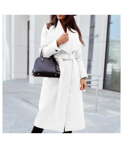 Women's Long Trench Coat Windproof Classic Lapel Slim Overcoat Faux Wool Coat Blouse Ladies Ring Master Jacket with Belt Z6-n...