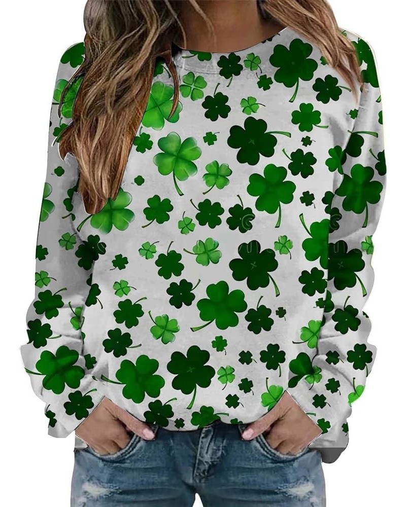 St Patricks Day Shirt Women Lucky Shamrock Graphic Long Sleeve Crewneck Sweatshirts Soft St.Patricks Day Gift For Women 18-gr...