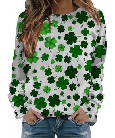 St Patricks Day Shirt Women Lucky Shamrock Graphic Long Sleeve Crewneck Sweatshirts Soft St.Patricks Day Gift For Women 18-gr...