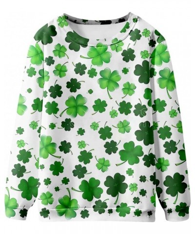 St Patricks Day Shirt Women Lucky Shamrock Graphic Long Sleeve Crewneck Sweatshirts Soft St.Patricks Day Gift For Women 18-gr...