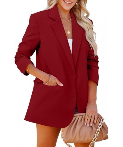 Women Casual Blazer Fashion Lightweight with Lined Professional Work Office Suit Jacket 2-wine Red $25.62 Blazers