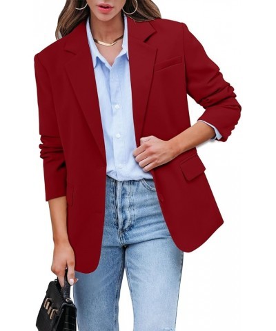 Women Casual Blazer Fashion Lightweight with Lined Professional Work Office Suit Jacket 2-wine Red $25.62 Blazers