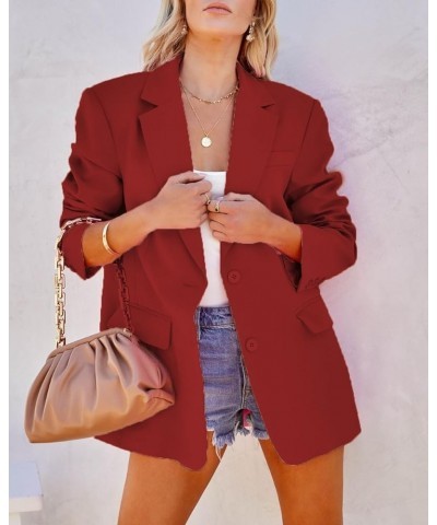 Women Casual Blazer Fashion Lightweight with Lined Professional Work Office Suit Jacket 2-wine Red $25.62 Blazers