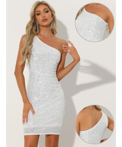 Party Dress for Women's 2023 Sparkly Cocktail Bodycon One Shoulder Dresses Silver $23.70 Dresses