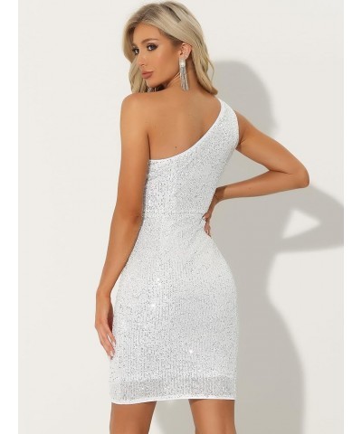 Party Dress for Women's 2023 Sparkly Cocktail Bodycon One Shoulder Dresses Silver $23.70 Dresses