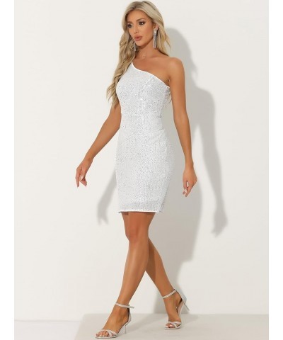 Party Dress for Women's 2023 Sparkly Cocktail Bodycon One Shoulder Dresses Silver $23.70 Dresses