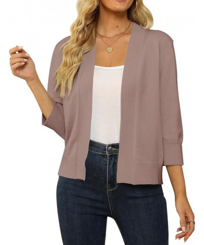 Women's 3/4 Sleeve Cropped Cardigan Sweater Open Front Short Shrugs Cardigans Lightweight Sweaters 3-khaki $8.43 Sweaters