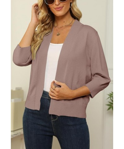 Women's 3/4 Sleeve Cropped Cardigan Sweater Open Front Short Shrugs Cardigans Lightweight Sweaters 3-khaki $8.43 Sweaters