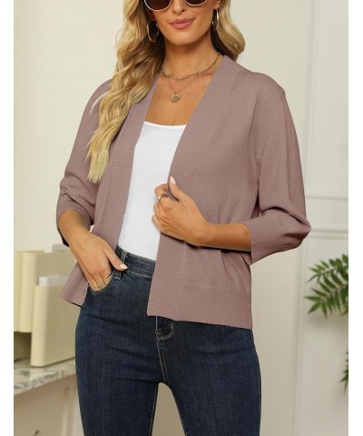 Women's 3/4 Sleeve Cropped Cardigan Sweater Open Front Short Shrugs Cardigans Lightweight Sweaters 3-khaki $8.43 Sweaters