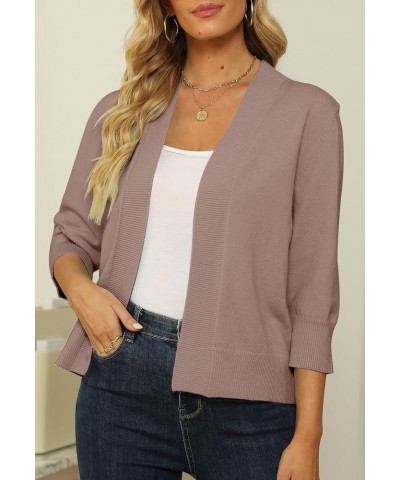 Women's 3/4 Sleeve Cropped Cardigan Sweater Open Front Short Shrugs Cardigans Lightweight Sweaters 3-khaki $8.43 Sweaters