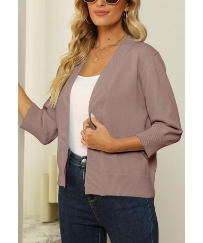 Women's 3/4 Sleeve Cropped Cardigan Sweater Open Front Short Shrugs Cardigans Lightweight Sweaters 3-khaki $8.43 Sweaters