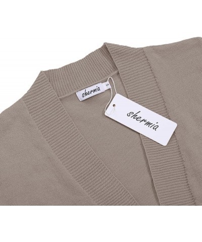 Women's 3/4 Sleeve Cropped Cardigan Sweater Open Front Short Shrugs Cardigans Lightweight Sweaters 3-khaki $8.43 Sweaters