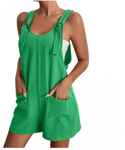 Womens Rompers for Summer Sleeveless Tie Knot Jumpsuit Casual Adjustable Strap Overalls Shorts with Pockets 02-green $7.53 Ju...