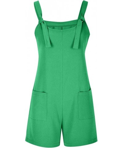 Womens Rompers for Summer Sleeveless Tie Knot Jumpsuit Casual Adjustable Strap Overalls Shorts with Pockets 02-green $7.53 Ju...