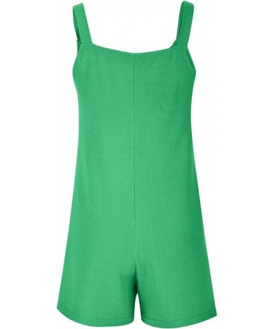 Womens Rompers for Summer Sleeveless Tie Knot Jumpsuit Casual Adjustable Strap Overalls Shorts with Pockets 02-green $7.53 Ju...