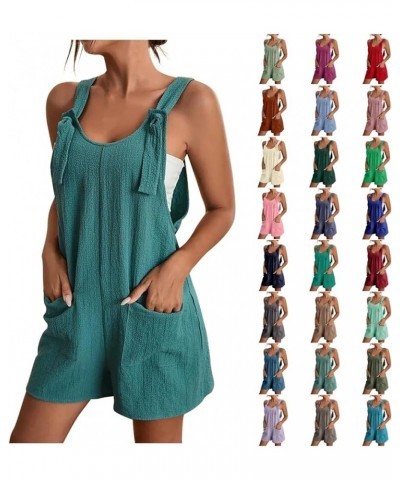 Womens Rompers for Summer Sleeveless Tie Knot Jumpsuit Casual Adjustable Strap Overalls Shorts with Pockets 02-green $7.53 Ju...