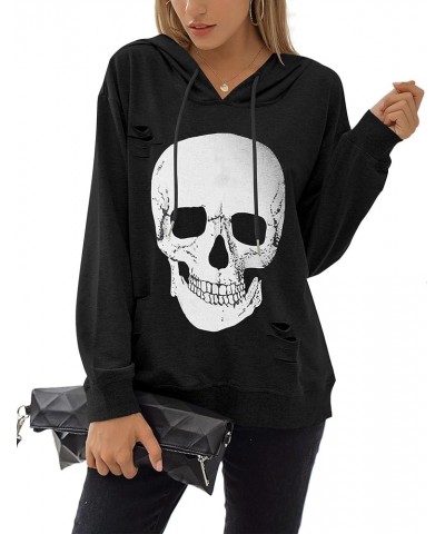 Women's Crewneck Sweatshirt Skull Graphic T Shirts Long Sleeve Top Pullover Oversized Sweaters Black Hoodie $10.99 Hoodies & ...