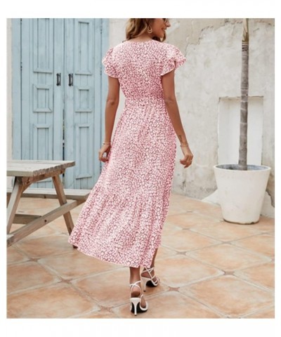 Women's Summer Dress Flowy Chiffon Sleeveless Halter Floral Tied Waist Maxi Dress Flowy Swing Pleated Sundress Z02 Pink $12.1...