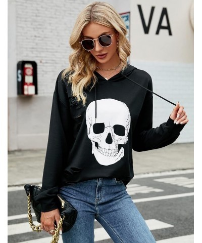 Women's Crewneck Sweatshirt Skull Graphic T Shirts Long Sleeve Top Pullover Oversized Sweaters Black Hoodie $10.99 Hoodies & ...