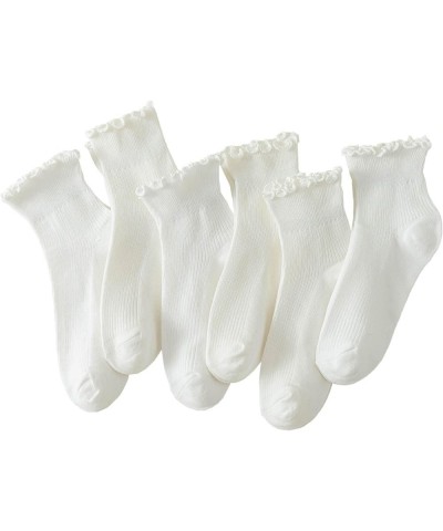 6 Pairs of Ruffle Socks Women, Ruffle Turn-Cuff Casual Cute Girl Ruffle Socks Breathable Cool Ruffle Ankle Socks White $8.99 ...