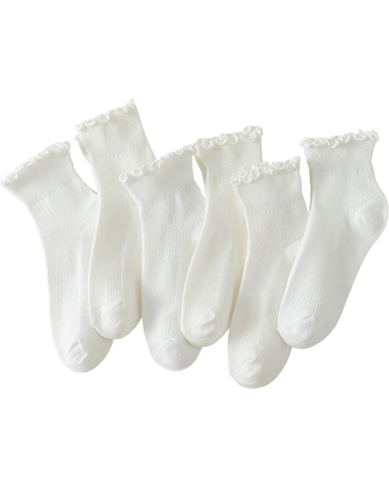 6 Pairs of Ruffle Socks Women, Ruffle Turn-Cuff Casual Cute Girl Ruffle Socks Breathable Cool Ruffle Ankle Socks White $8.99 ...