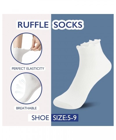 6 Pairs of Ruffle Socks Women, Ruffle Turn-Cuff Casual Cute Girl Ruffle Socks Breathable Cool Ruffle Ankle Socks White $8.99 ...