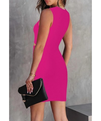 Color Block Sleeveless Crewneck Wrap Ruched Dresses Outfit for Women Sexy Night Out Date Skinny Elegant Cut Out Mini Short Sh...