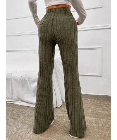 Women's Casual Striped High Waisted Flare Pants Long Bell Bottom Trousers Army Green $15.04 Pants