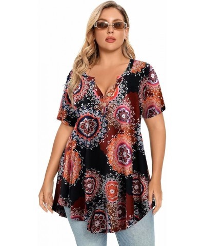 Peplum Tops For Womens V Neck T-shirts Short Sleeve Henley Shirts Plus Size Tunic Tops To Wear With Leggings Flower24 $10.50 ...