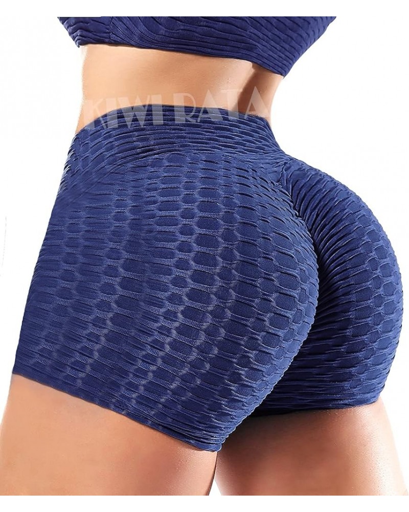 Women's High Waisted Yoga Shorts Sports Gym Ruched Butt Lifting Workout Running Hot Leggings 0 Cute Booty Texture- Navy $10.1...