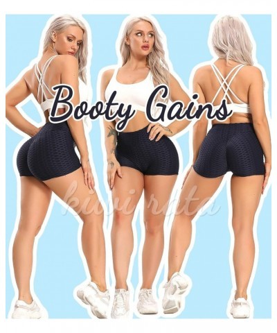 Women's High Waisted Yoga Shorts Sports Gym Ruched Butt Lifting Workout Running Hot Leggings 0 Cute Booty Texture- Navy $10.1...