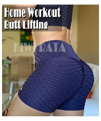 Women's High Waisted Yoga Shorts Sports Gym Ruched Butt Lifting Workout Running Hot Leggings 0 Cute Booty Texture- Navy $10.1...