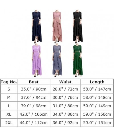 Women's Floral Lace Long Bridesmaid Dress Maxi Formal Wedding Party 3/4 Sleeves V-Neck Retro Evening Dance Gown Light Purple ...