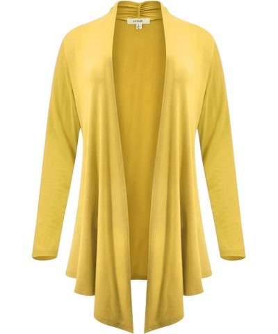 Womens Long Sleeve Draped Open Front Asymmetrical Cardigan Lemon $19.28 Sweaters