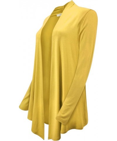 Womens Long Sleeve Draped Open Front Asymmetrical Cardigan Lemon $19.28 Sweaters