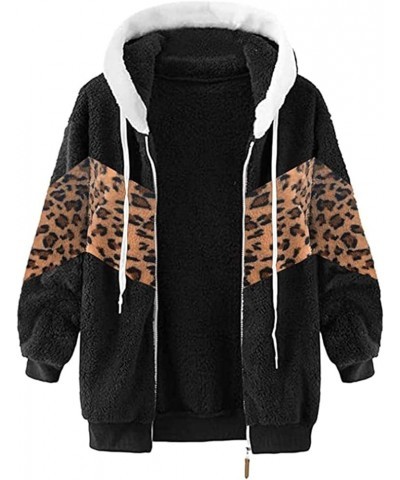 Womens Winter Warm Coats Zipper Long Sleeve Hoodie Jackets Plush Warm Outwear Plus Size Tops Faux Fur Overcoats Black $7.80 C...