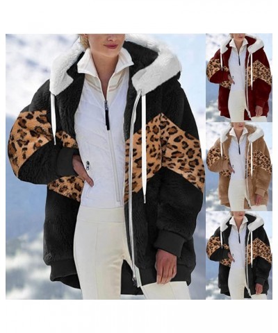 Womens Winter Warm Coats Zipper Long Sleeve Hoodie Jackets Plush Warm Outwear Plus Size Tops Faux Fur Overcoats Black $7.80 C...