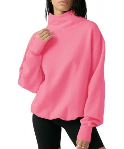 Women's Oversized Turtleneck Sweatshirt Long Sleeve Pullover Casual Tops Pink $22.54 Hoodies & Sweatshirts