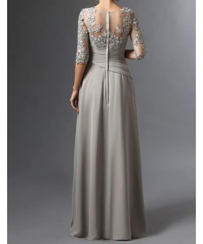 Lace Appliques Mother of The Bride Dresses for Wedding V-Neck Half Sleeve Long Chiffon Formal Party Gown Gold $37.18 Dresses