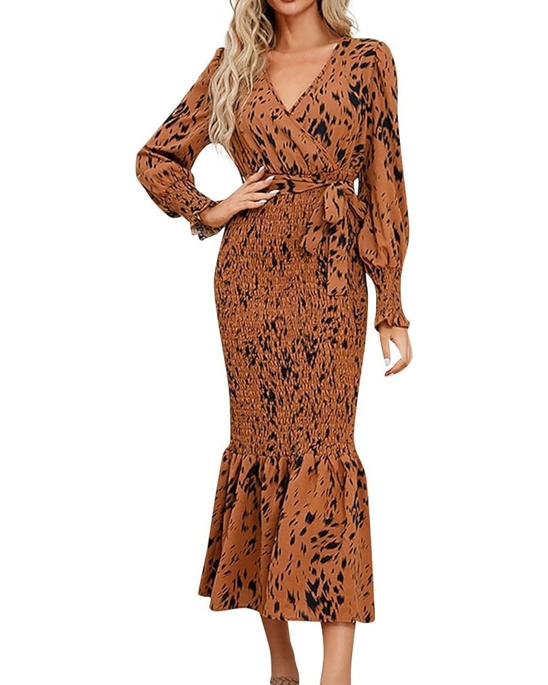 Womens Dresses Long Sleeve Fashion Beach Dresses Lace Patchwork Party Maxi Dress 3-khaki $19.71 Dresses