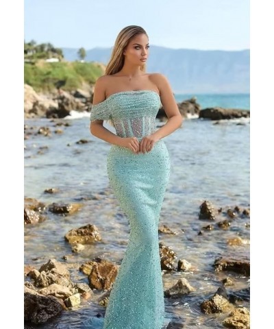 Sparkly Mermaid Prom Dresses for Women Sequin Off The Shoulder Detachable Train Evening Dresses Long Ball Gown Green $35.70 D...