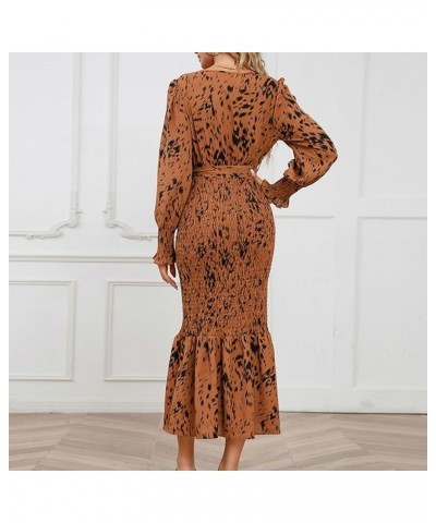 Womens Dresses Long Sleeve Fashion Beach Dresses Lace Patchwork Party Maxi Dress 3-khaki $19.71 Dresses