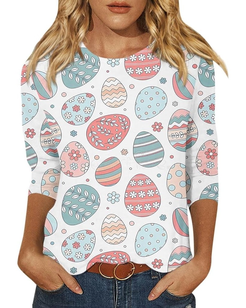 Easter Shirts for Women,2024 Women's Fashion Tees Casual Crewneck 3/4 Sleeve Loose Cute T Shirt Ladies Top 2-mint Green $8.27...