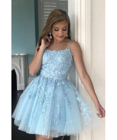 Short Homecoming Dresses for Teens Spaghetti Straps Lace Tulle Prom Dresses 2024 Mini Party Gown Burnt Orange $32.25 Dresses