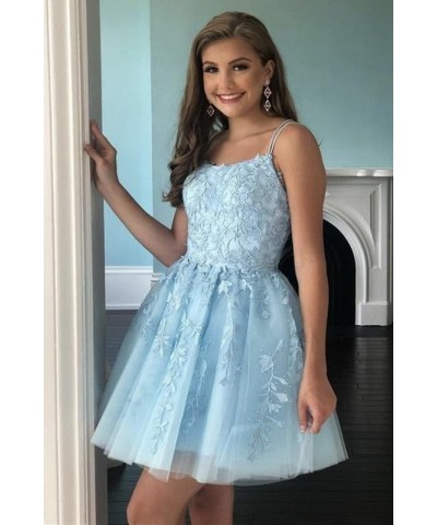 Short Homecoming Dresses for Teens Spaghetti Straps Lace Tulle Prom Dresses 2024 Mini Party Gown Burnt Orange $32.25 Dresses